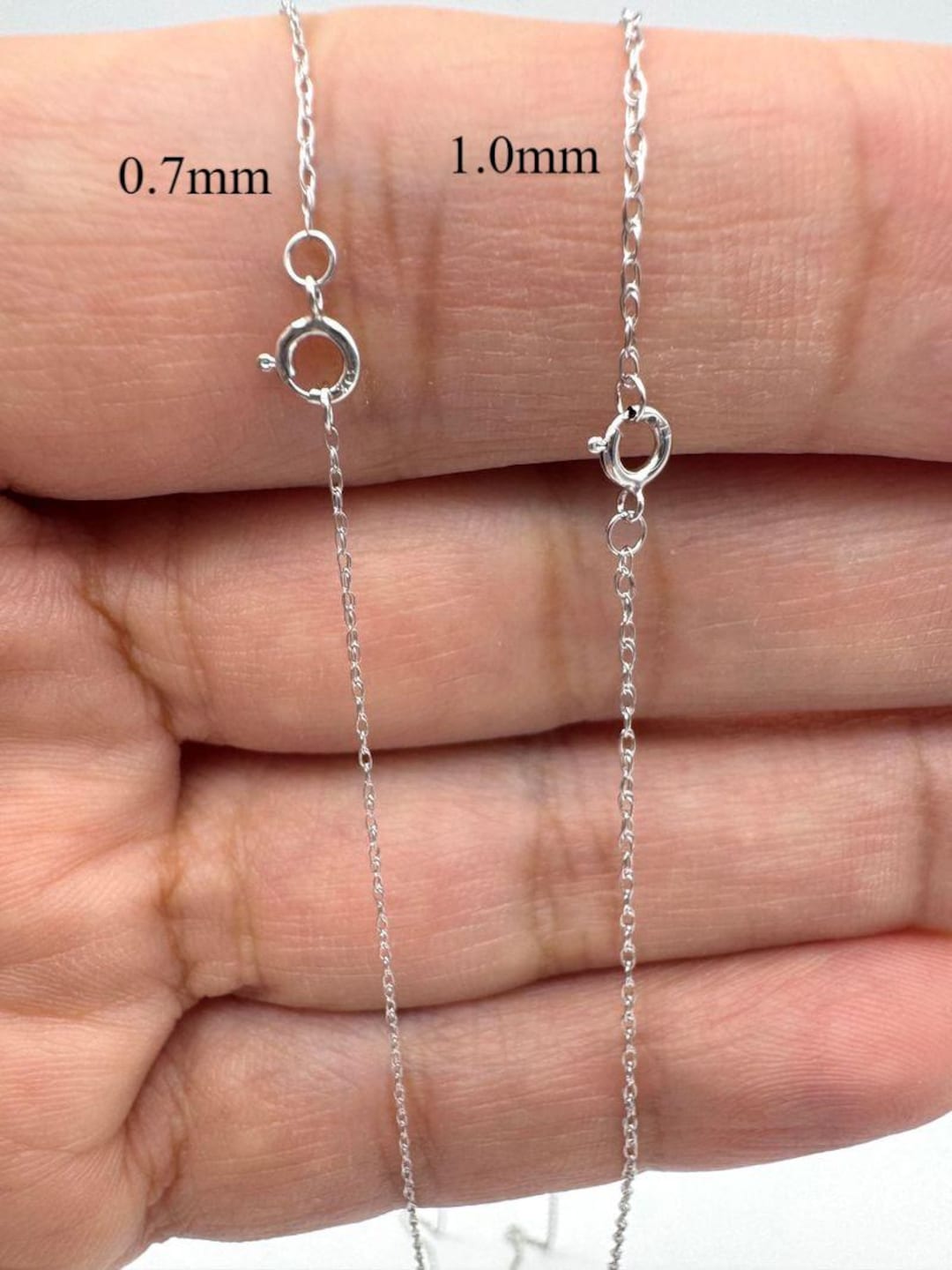 14K Solid White Gold Rope Chain 0.7mm-1.0mm for Pendant – Dainty ...