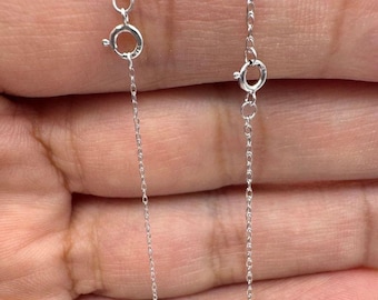 14K Solid White Gold Rope Chain 0.7mm-1.0mm for Pendant – Dainty Minimalist Unisex Necklace 16"-24" for Everyday & Layering