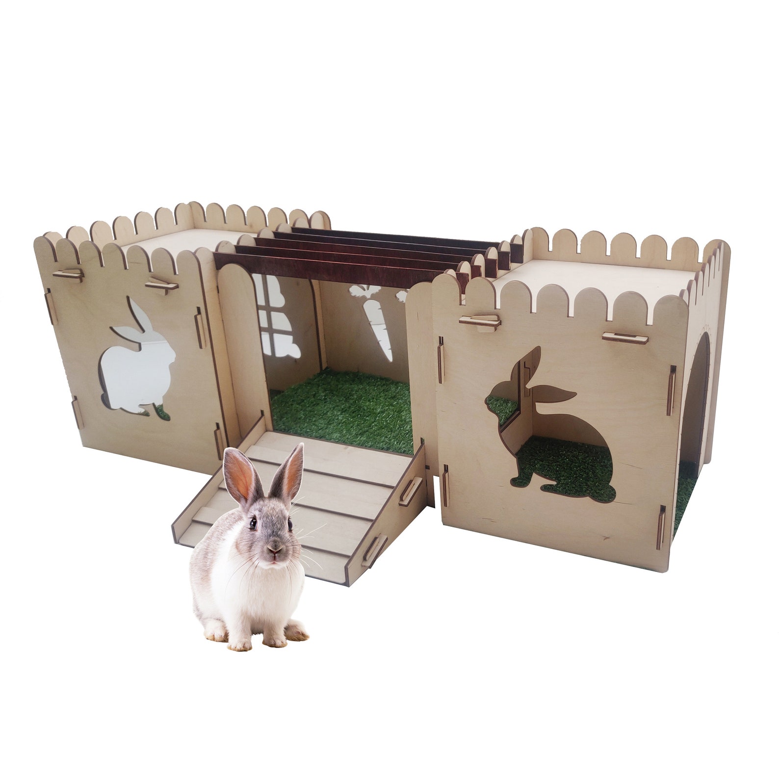 Wooden Walnut Rabbit House Rabbit House Wood Rabbit House Etsy