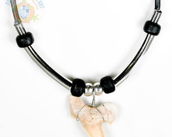 Fossilized Shark Tooth Necklace - Rubber Split Tube