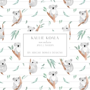 Koala, Fabric Design, Watercolour, Seamless Pattern, Commercial license, Non-exclusive, Digital Download
