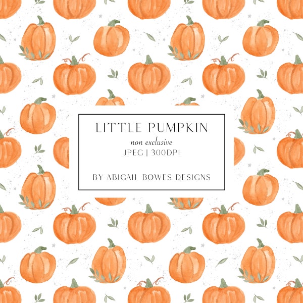 Watercolour Pumpkins, Seamless Pattern, Fabric Design, Commercial license, Non-exclusive, Digital Download