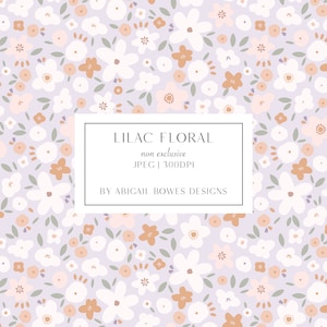 Floral Lilás, Padrão Sem Costura, Design de Tecido, Licença Comercial, Não Exclusivo, Download Digital