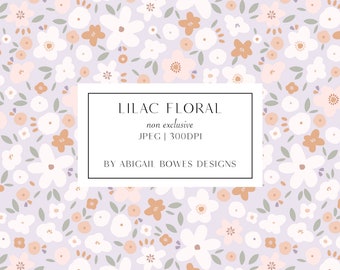 Lilac Floral, Seamless Pattern, Fabric Design, Commercial license, Non-exclusive, Digital Download
