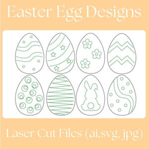 Easter Egg Laser Cut Files - Instant Download - Ready to Cut - Colour In - Engrave - Easter Bunny - Shapes