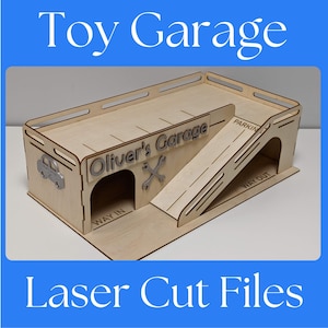 子供用木製おもちゃごっこ遊び車ガレージカッティングファイルテンプレートのダウンロード - マルチレベル - ファイルに自分の名前を追加 - レーザーカット 3 mm プライ