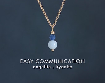 Easy Communication Necklace Dainty Throat Chakra Necklace Natural Crystal Pendant Necklace Choker Gemstone Healing Necklace Oral Exams Aid