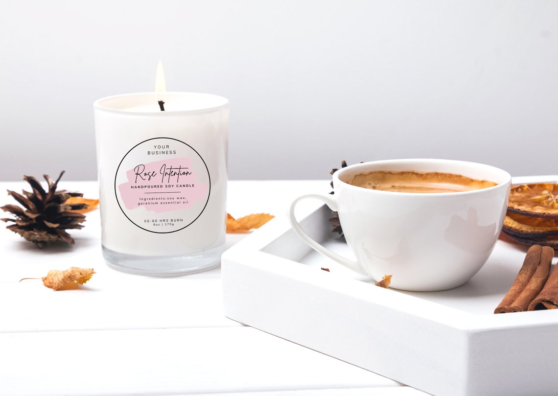 Circle Candle Label Maker Round Product Label Template Premade Etsy