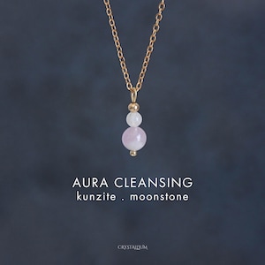 Aura Rengörande Kristall Halsband Fint Hänge Ädelstenshalsband Choker Andligt Skydd Gåvor till Henne Empatsmycken Månsten Kunzit