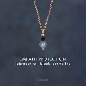 Empath psychic protection crystal necklace Gemstone healing jewelry Labradorite Black tourmaline jewelry Energy shielding Mum gift