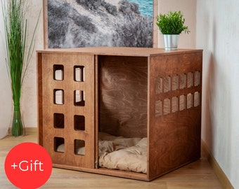Cubo Dog House With Sliding Door, Dog Bed Indoor, Dog Crate Indoor, Dog Kennel, Wood Dog House, Pet Furniture, Dog Furniture, Dog Crate Door