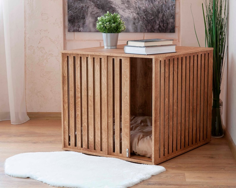 Midcentury modern dog house, plywood dog house, indoor dog house, stylish dog house, minimalist pet furniture, contemporary pet furniture, dog house for modern homes, unique dog house, luxury dog house, modern pet house, indoor pet house,