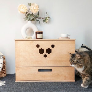 Modern Plywood Cat Toilet, Litter Box, Litter Box Cabinet, Modern Cat Toilet, Cat Furniture