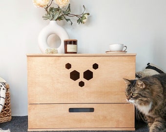 Modern Plywood Cat Toilet, Litter Box, Litter Box Cabinet, Modern Cat Toilet, Cat Furniture