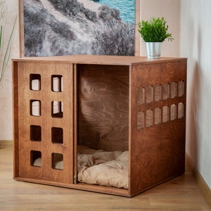 Cubo Dog House With Sliding Door, Dog Bed Indoor, Dog Crate Indoor, Dog Kennel, Wood Dog House, Pet Furniture, Dog Furniture, Dog Crate Door