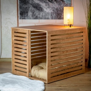 Lumio H pet house, modern indoor dog crate, dog bed, wooden dog house, wooden kernel, dog crate, dog bed, dog crate furniture