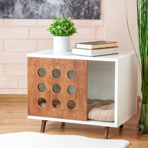 Cabin OO white pet house, modern cat house, modern dog house, dog bed, wooden pet house, wooden dog kernel