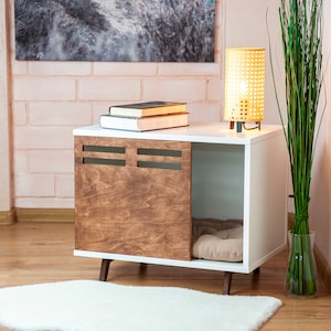 Cabin II white pet house, modern cat house, modern dog house, dog bed, wooden pet house, wooden dog kernel