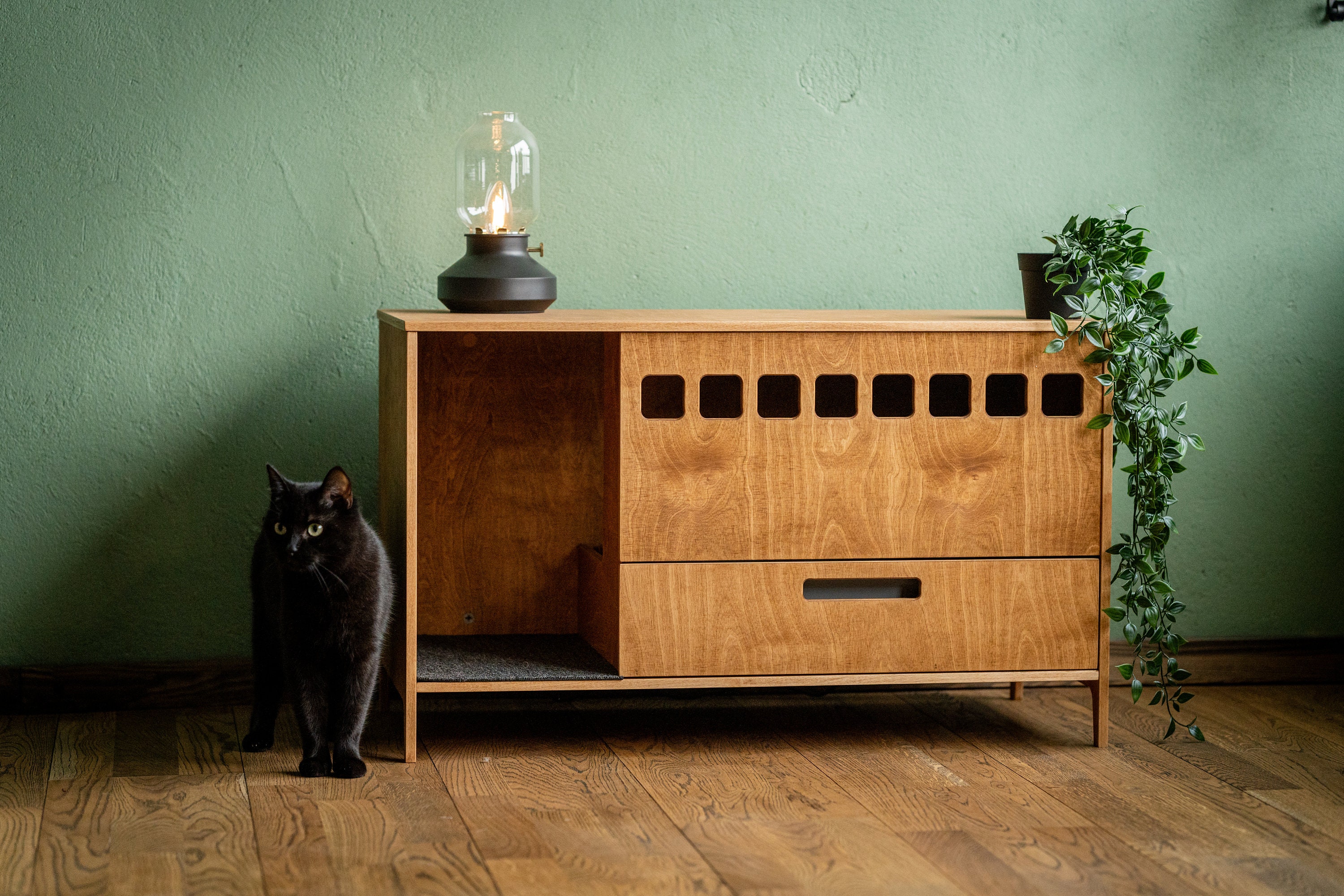 Mid century modern cat litter sale box