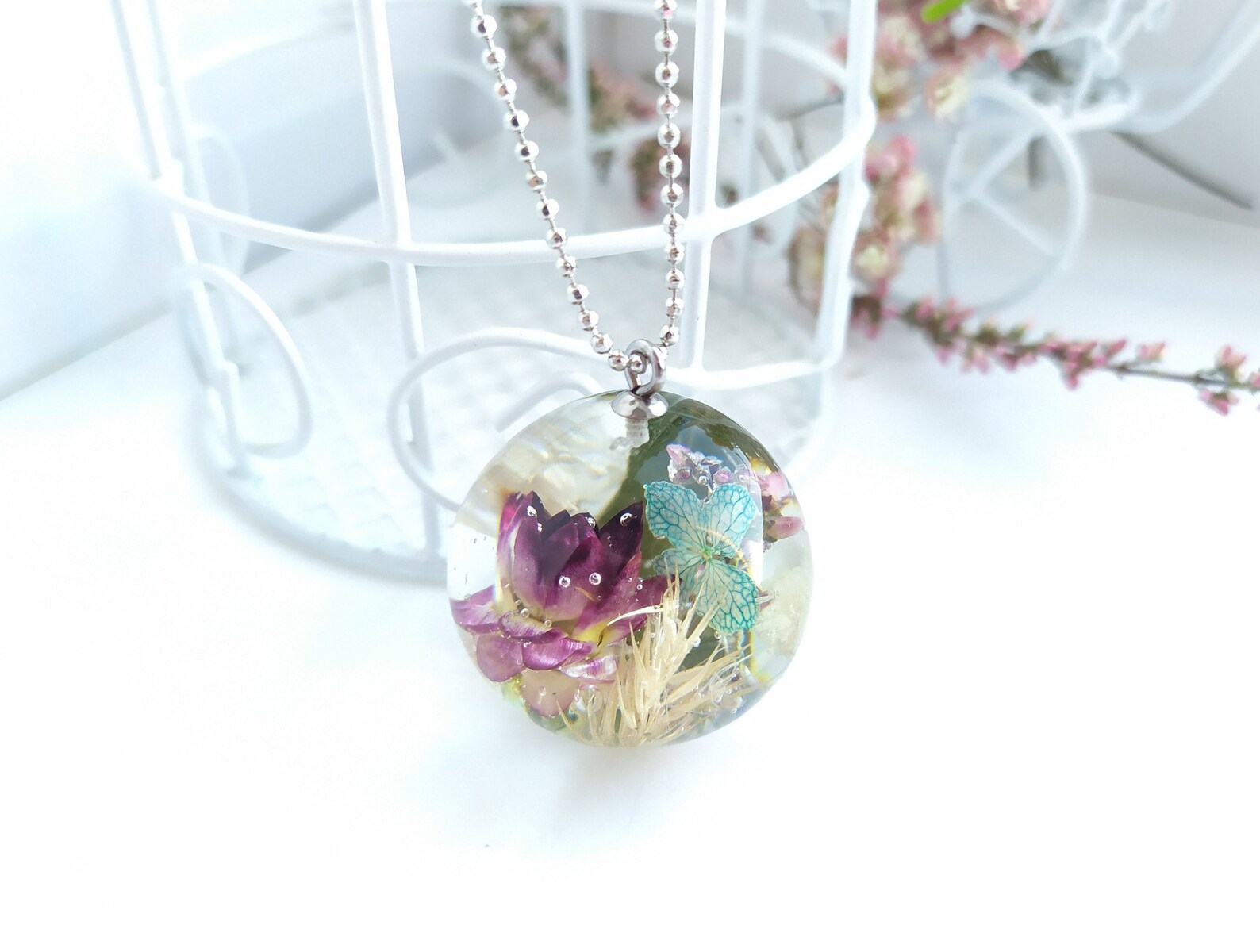 Flower necklace resin necklace necklace for women resin Etsy