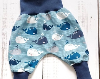 Pump Pants Baby Young Whales blue Size 56 - Size 98