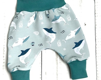 Pumphose Baby Pants Organic Pants Baggy Baby Child Whales Grey Size 56 - Size 98