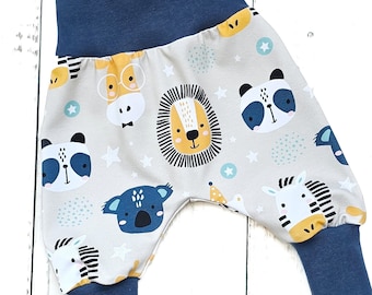Pantalon à Pompe Pantalon Bébé Baggy Bébé Enfant Animaux Drôles Bleu Taille 56 - Taille 98