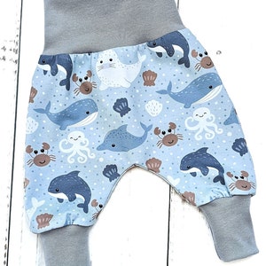 Pump pants baby pants pants baggy baby child whales gray size. 56 Size 98 image 1