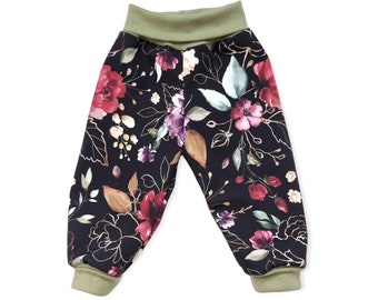 Pumphose Softshell Outdoorhose Baby Kind Mädchen Blumen Gr. 74 - Gr. 128