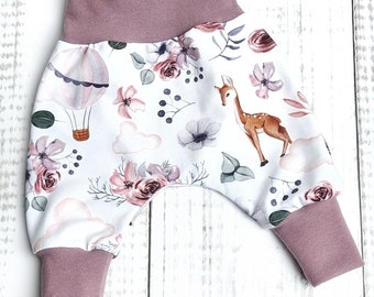 Baby harem pants, trousers for babies, children, boys, girls, deer print, sizes 56 - 98
