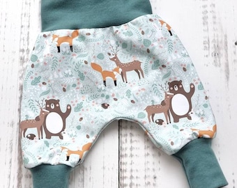 Pump pants baby pants baby child boy girl fox and bear size. 56 - Size 98