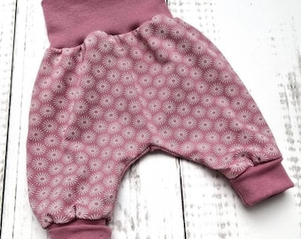 Pantalon escarpin bébé enfant fille fleurs vieux rose taille. 56 - Taille 98