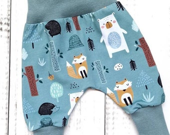 Bloomers Baby Pants Trousers Baby Child Boy Girl Forest Animals Mint Size 56 - Size 98