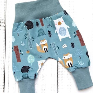 Bloomers Baby Pants Trousers Baby Child Boy Girl Forest Animals Mint Size 56 - Size 98