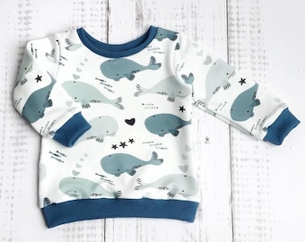 Shirt Sweatshirt Mädchen Junge Baby Wale Gr. 56 - Gr. 122