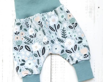 Pumphose Babyhose Hose Baby Kind Mädchen Blumen Mint Gr. 56 - Gr. 98