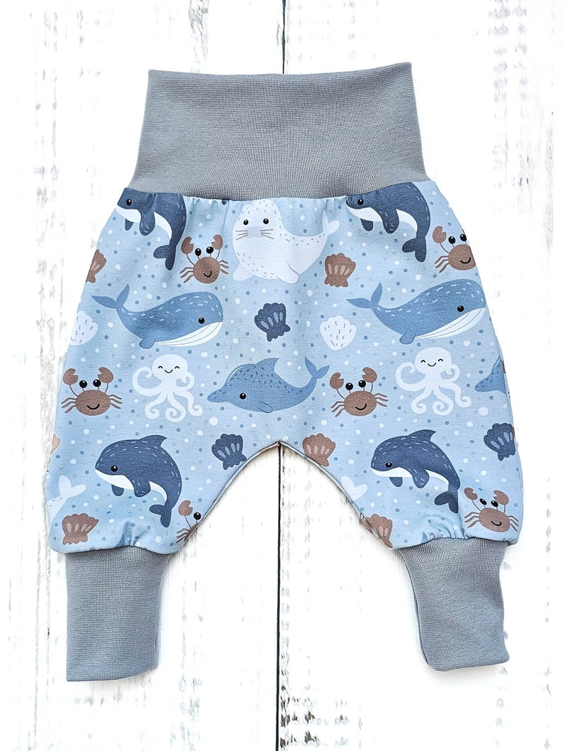 Pump pants baby pants pants baggy baby child whales gray size. 56 Size 98 image 2