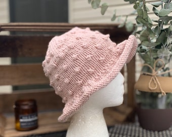 Pink Bucket Hat with Bobbles