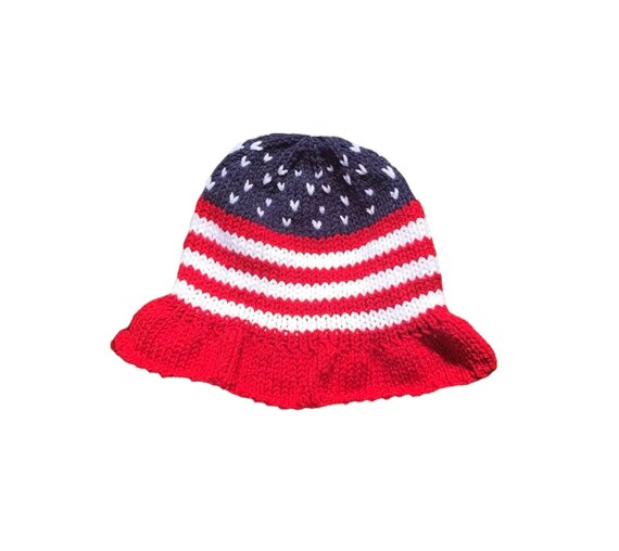 Knit Bucket Hat Fourth of July American 
