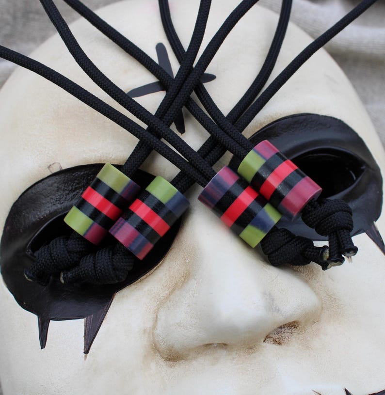 Lanyard Bead Halloween 2024 Zombie Carvex, Black Canvas Micarta, Red