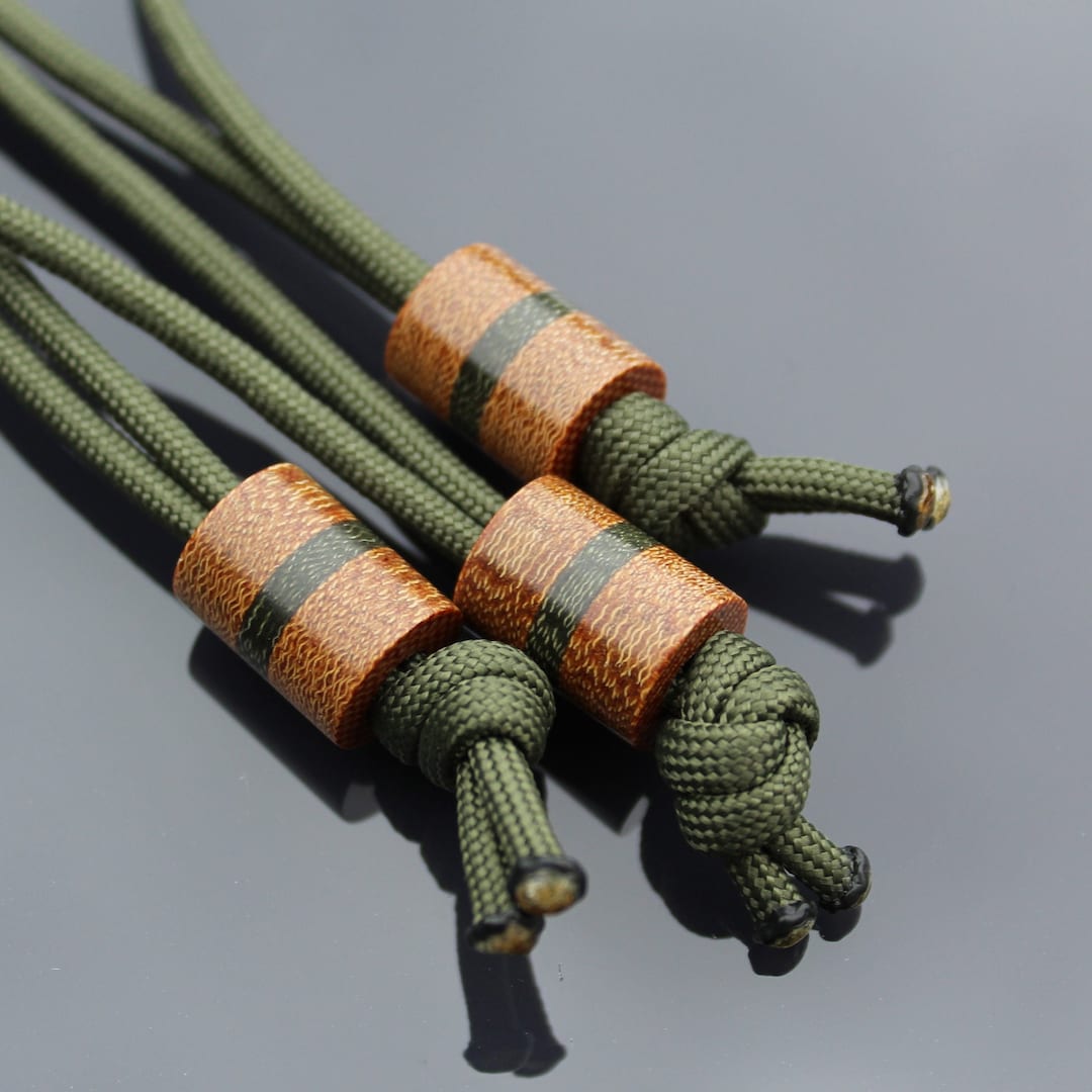 Lanyard Beads - Natural and Olive Drab Canvas Micarta