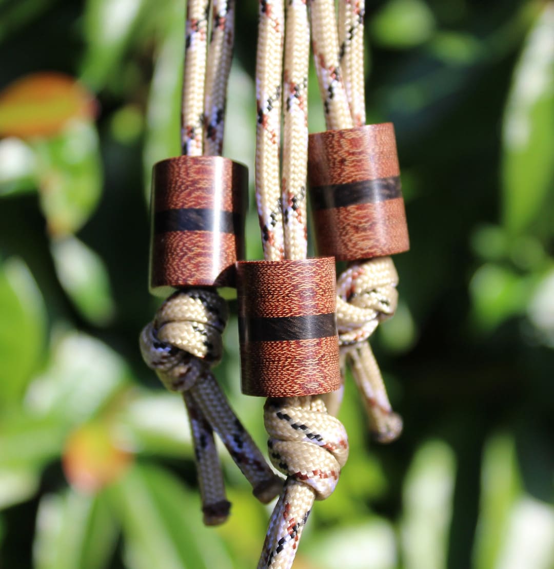 Lanyard Bead Vintage Linen Micarta, Grade A Ebony. Etsy