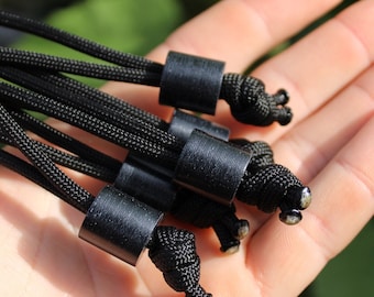 Lanyard Beads - Black Canvas Micarta