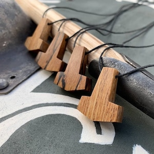 Mjolnir - Pendant, Necklace, Thors Hammer, Stabilised Beech
