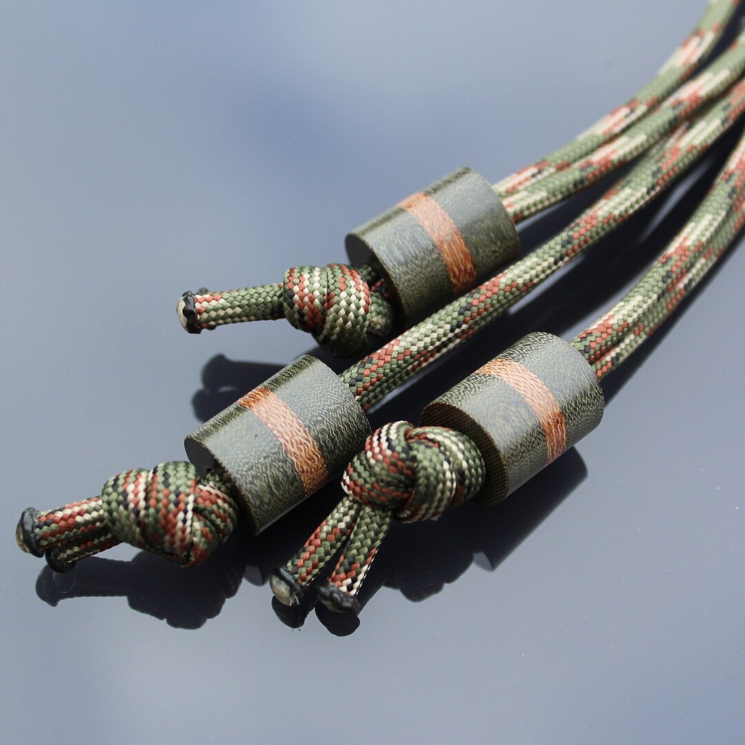 Lanyard Beads - Olive drab linen micarta and natural canvas micarta.