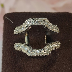 Vintage Moissanite Enhancer Ring - Sterling Silver Wrap Enhancer Wedding Band Ring - Ring Guard - Ring Jacket - Birthday gift For Her