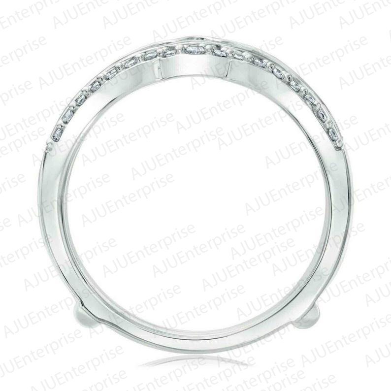 3.00 Ct Round Cut Simulated Diamond 14K White Gold Finish 925 Sterling Silver Enhancer Wrap Engagement Wedding Band Ring Birthday gift