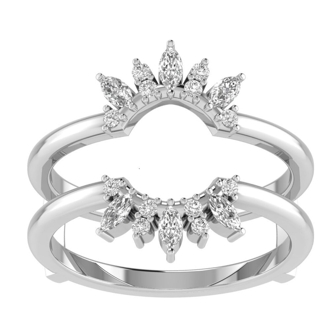 Crown Enhancer Wedding Ring Band 1.50 Ct Marquise Cut Etsy