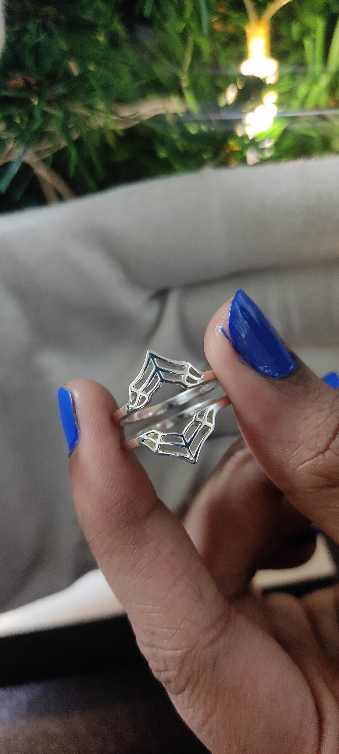 Spider Web Enhancer Ring 14K White Gold Over Web Wrap Ring, Gothic ...