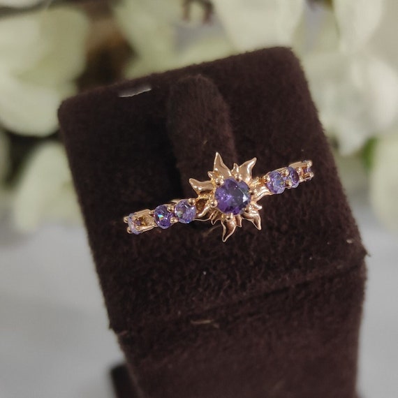 Anillo de boda Rapunzel Anillo de sol de oro rosa de 14k Anillo de compromiso de girasol magico princesa Rapunzel Anillo de promesa delicada regalo para mama Etsy Mexico